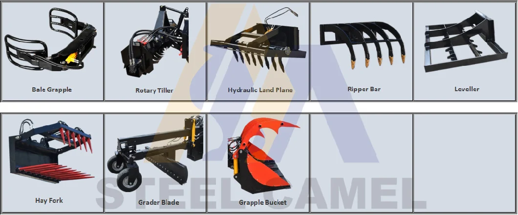 Construction Machinery Wheel Loader/Skid Steer Loader/Excavator/Backhoe Attachments Power Rake