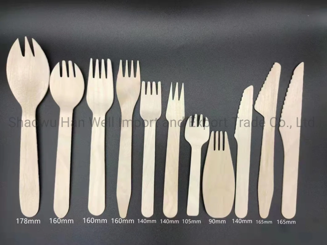 Eco-Friendly Disposable Cutlery Wooden Dinner Fork with Customized Sizes