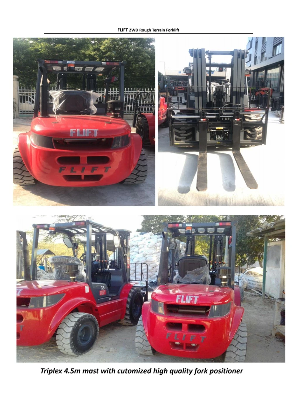 Rough Terrain Forklift 3 Ton 3.5 Ton Diesel Forklift 2WD 4WD 3m 4m 5m 6m Lifting Height