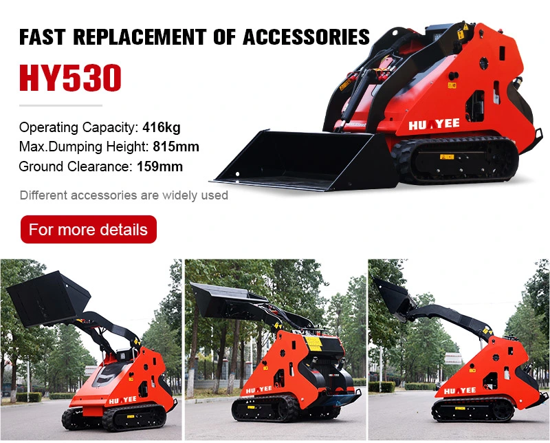 Skid Loader Hy380 Optional Attachment Skid Steer Wheel Loader with Sweeper Attachment Mini Skid Steer Loader for Sale CE EPA