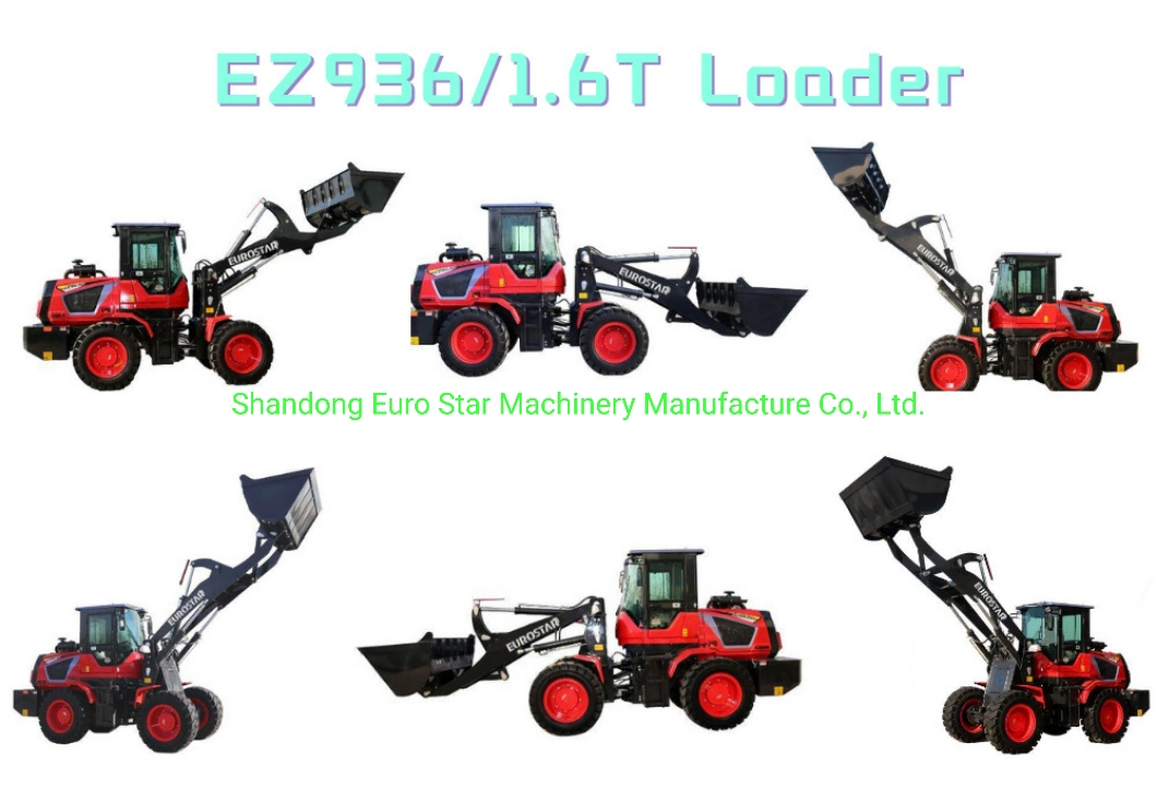 1.6t Compact Hydraulic Multifunctional Mini Loader Construction Machinery Wheel Loader for Construction, Farm and Garden