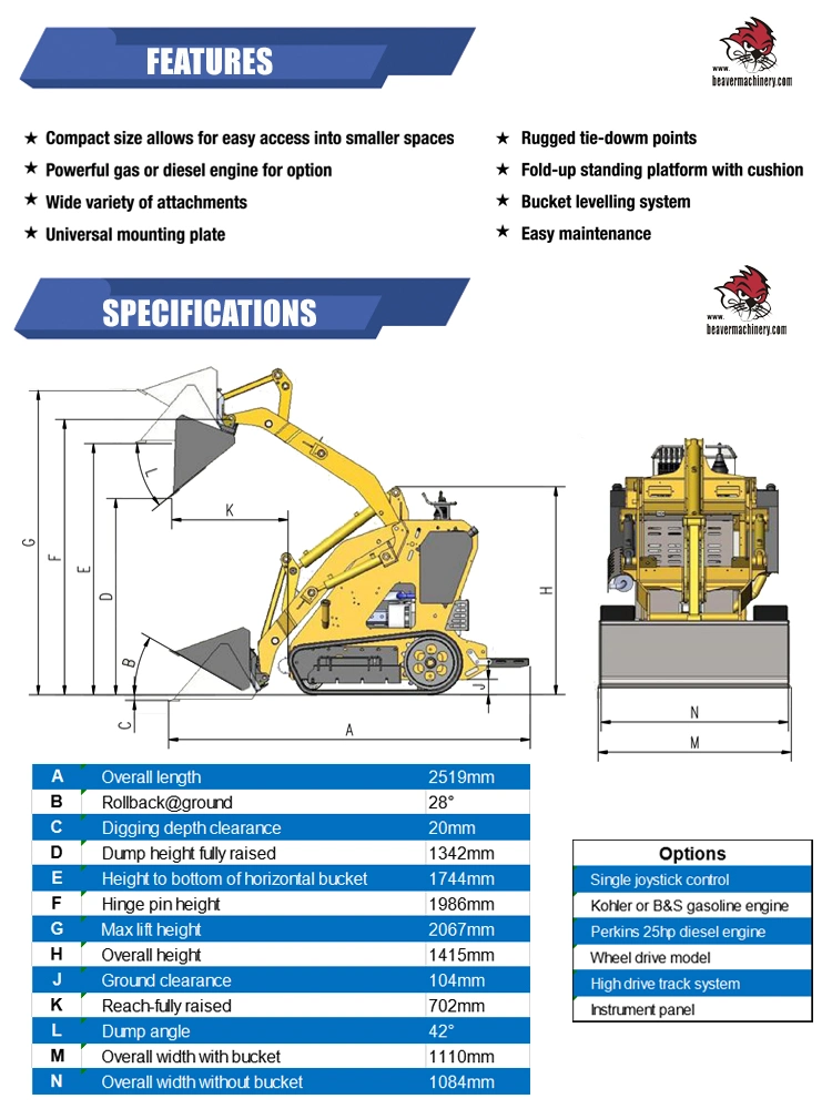 Mini Skid Steer Loader with Bucket and Attachments on Sale