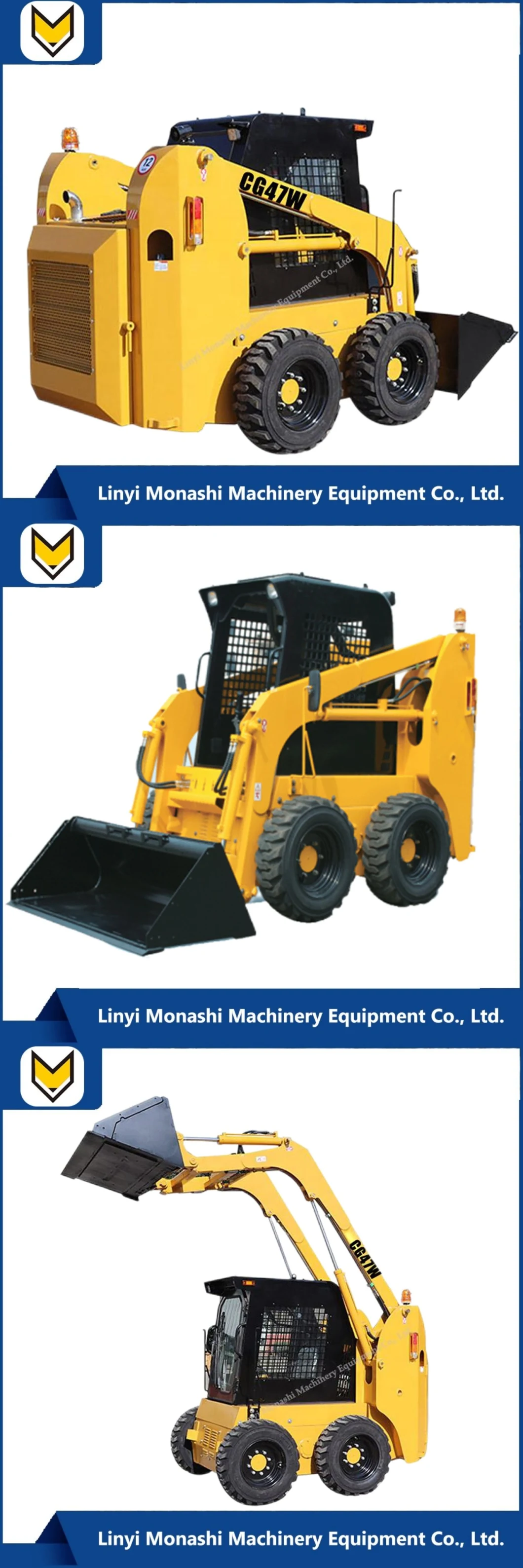 Skid Steer Wheel Loader with Sweeper Attachment Mini Skid Steer Loader for Sale CE EPA